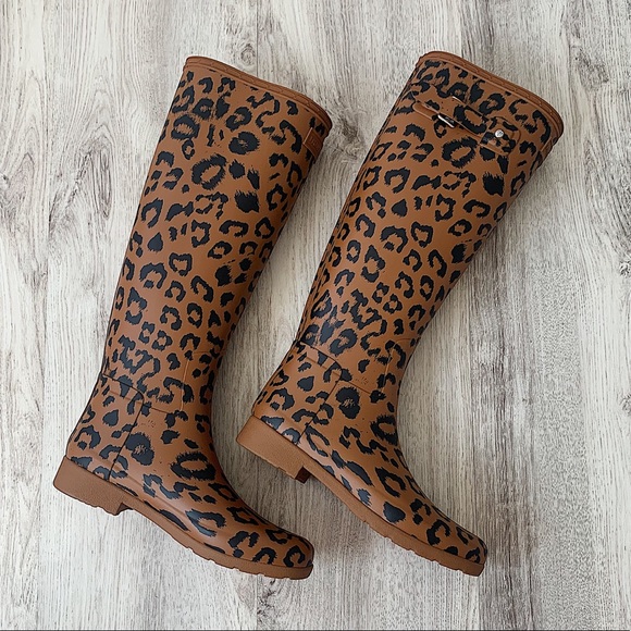 Hunter cheetah print tall rain boots - Picture 2 of 4
